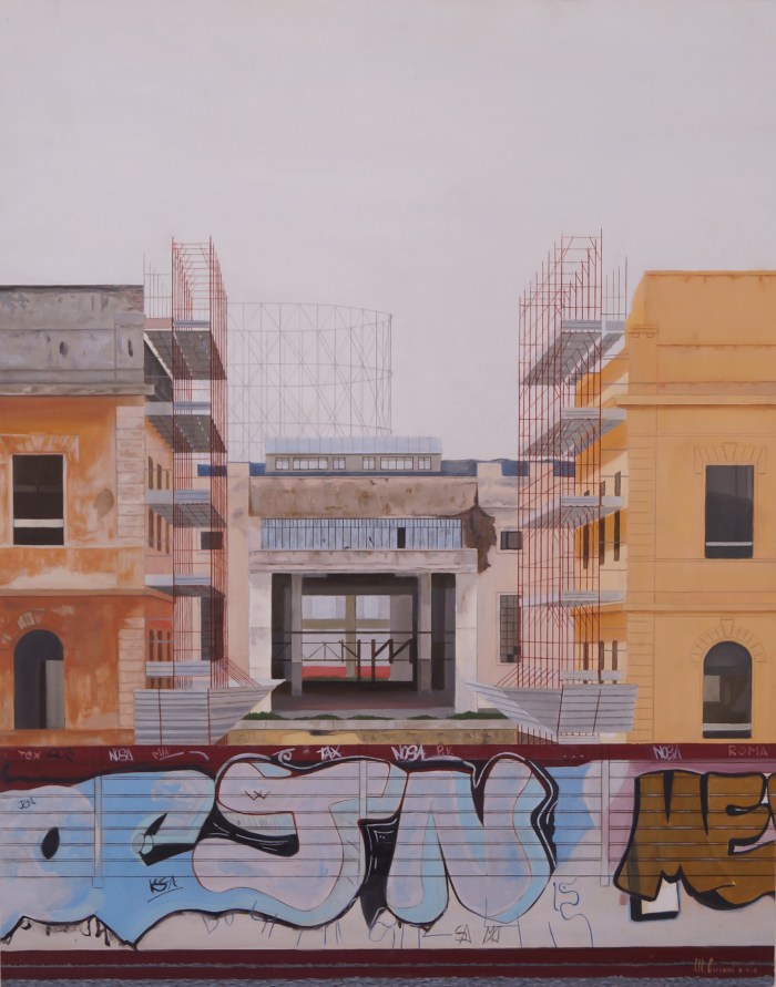 "Ostiense 5" Dipinto ad olio su legno, misure 70 x 90 cm, Anno 2015 di Maurizio Ciccani