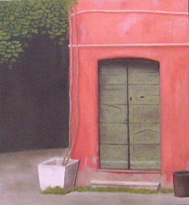 “Portoncino romano”, Dipinto ad olio su legno, misure 35 x 32 cm, Anno 2011 di Maurizio Ciccani