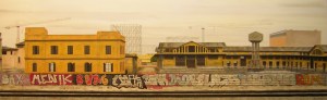 “Ex Mercati Generali”, Dipinto ad olio su legno, misure 80 x 250 cm, Anno 2012 di Maurizio Ciccani