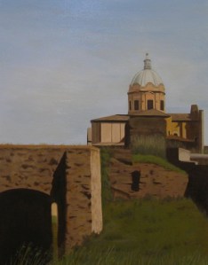 “Roma antica”, Dipinto ad olio su tela, misure 55 x 45 cm, 2013 di Maurizio Ciccani
