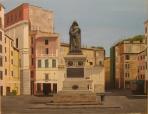 “Campo de’ Fiori” Dipinto ad olio su tela, misure 47 x 60, 5 cm, Anno 2012 di Maurizio Ciccani