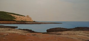 "Porto Selvaggio", Dipinto ad olio su legno, misure 153 x 71 cm, Anno 2013 di Maurizio Ciccani
