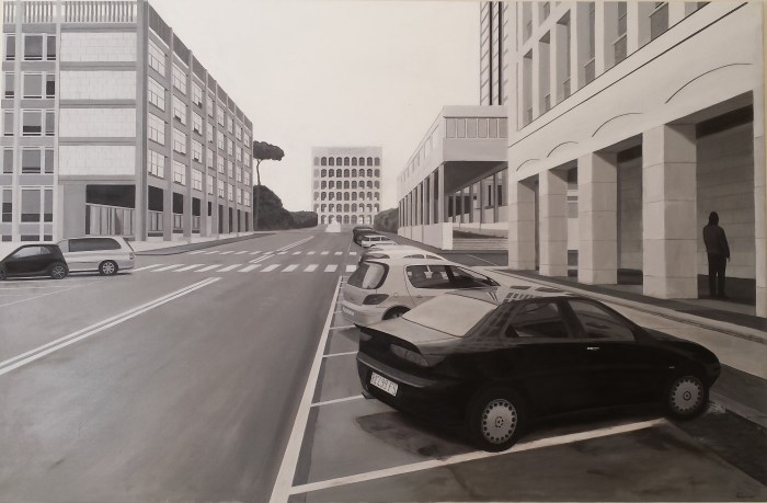 "EUR prospettive" Dipinto ad olio su tela, misure 117 x 177,5 cm, Anno 2015 di Maurizio Ciccani