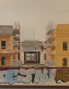 "Ostiense 5" Dipinto ad olio su legno, misure 70 x 90 cm, Anno 2015 di Maurizio Ciccani