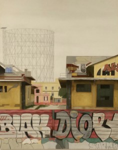 "Ostiense 6" Dipinto ad olio su legno, misure 70 x 90 cm, Anno 2015 di Maurizio Ciccani