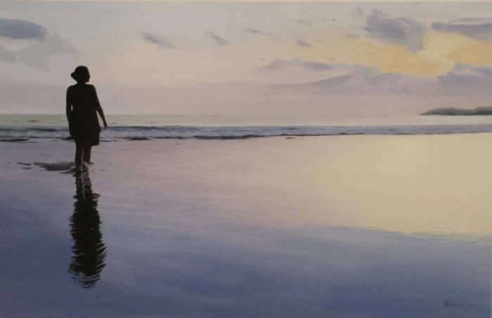 Dipinto di Maurizio Ciccani "Al tramonto" Dipinto ad olio su legno . Misure 65 x 101 cm - Anno 2016