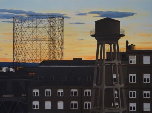Gazometro dipinto ad olio Maurizio Ciccani