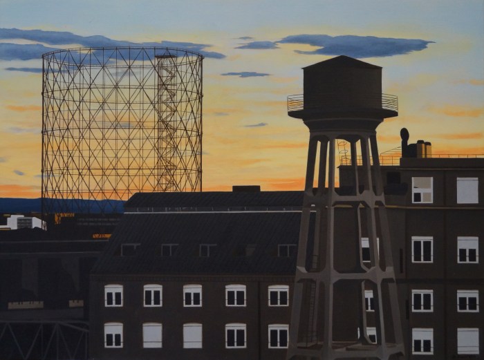 Gazometro dipinto ad olio Maurizio Ciccani
